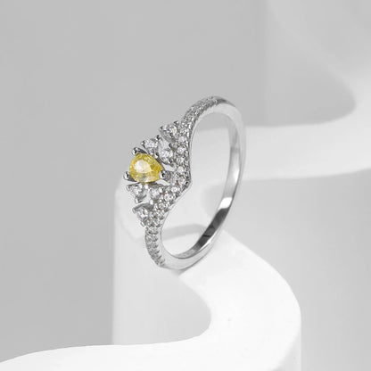 MQ 925 Silver Luxury Sparkling Yellow Stone Ring