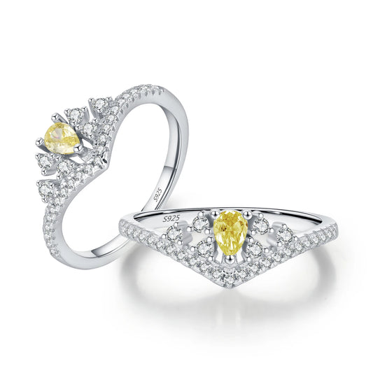 MQ 925 Silver Luxury Sparkling Yellow Stone Ring