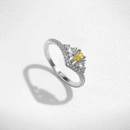 MQ 925 Silver Luxury Sparkling Yellow Stone Ring