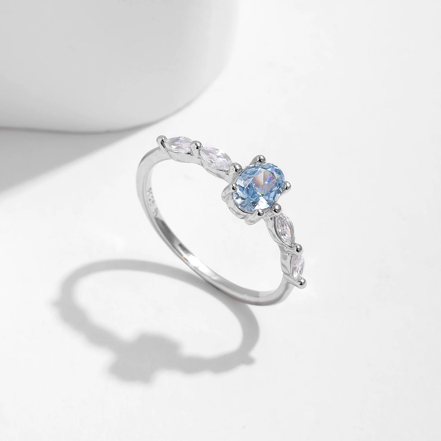 MQ 925 Silver ice Sea Blue Ring For Women Fine Jewelry Accessories