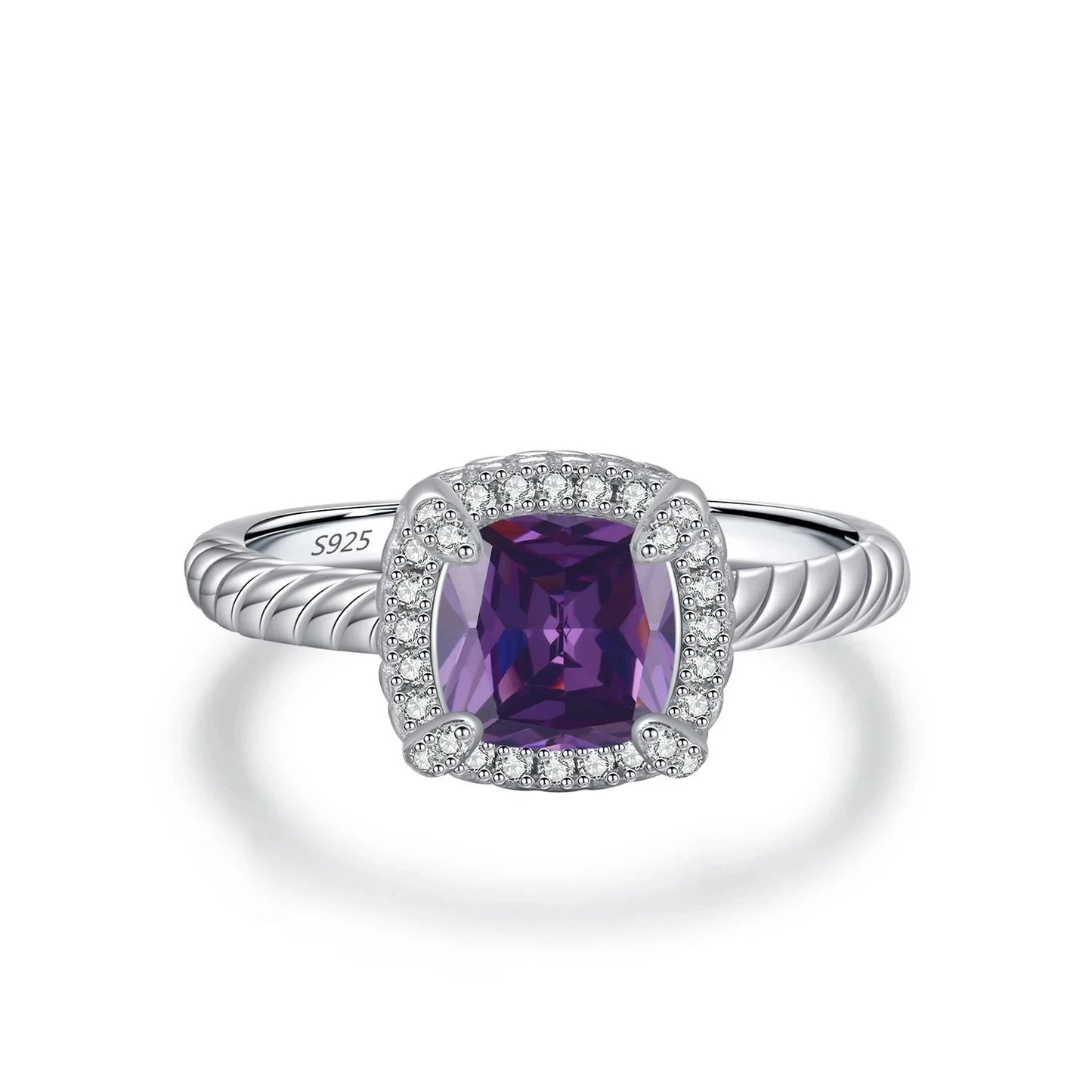 MQ 925 Silver Sparkling Purple Charm Ring For Women