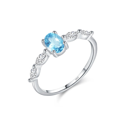 MQ 925 Silver ice Sea Blue Ring For Women Fine Jewelry Accessories