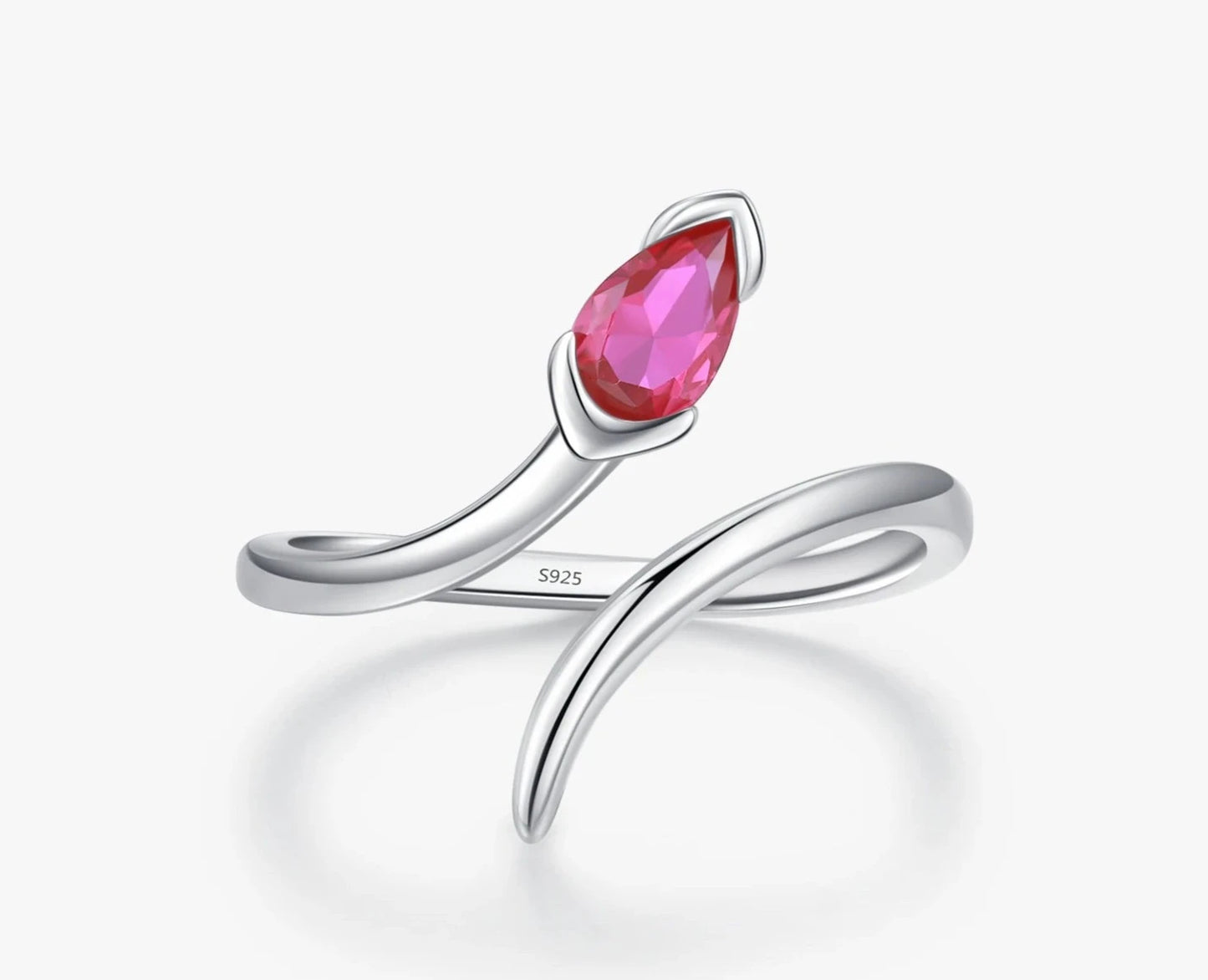 MQ Adjustable Snake Ring for Women - 925 Sterling Silver